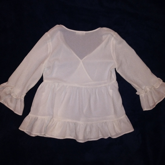 Sugar + Lips White Boho Peasant Top w/ Ruffles - Picture 7 of 10